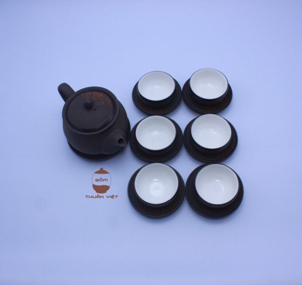 Golden Lotus Brown tea set K9