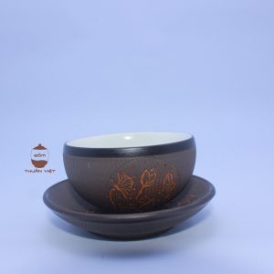 Golden Lotus Brown teacup K9