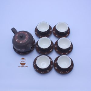 White Flower Brown tea set