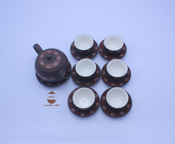 White Flower Brown tea set