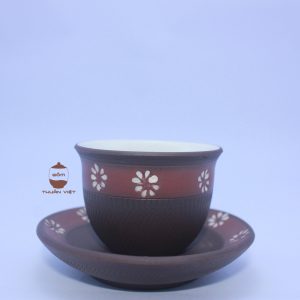 White Flower Brown teacup