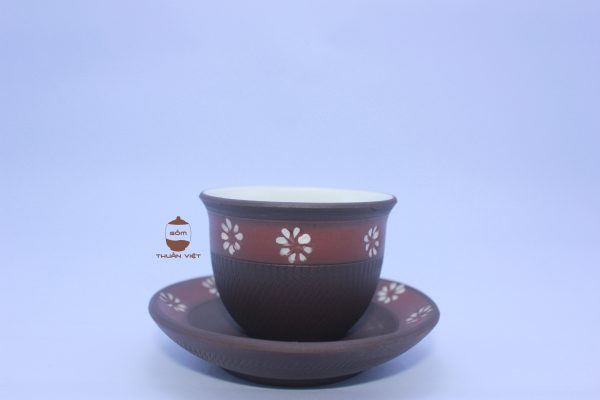 White Flower Brown teacup