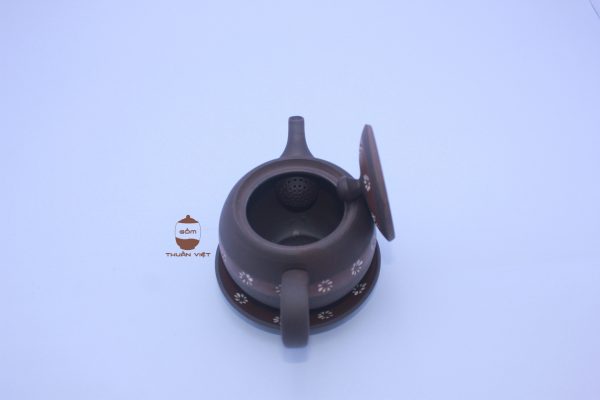 White Flower Brown teapot